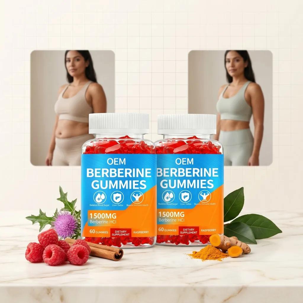 Frasco de Gomitas de Berberina HCl 1500 mg sabor frambuesa